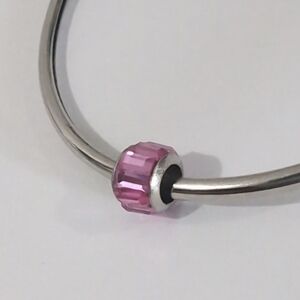 Silver Pink Crystals‎ Charm for Pandora Style Bracelet